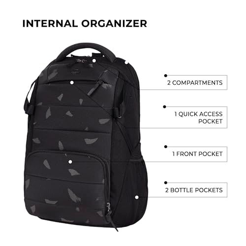 Gear Aspire 3 19"/35L Large Faux Leather Water Resistant Laptop Backpack | Casual Backpack | Daypack | Travel Backpack | College Bag For Men/Women (Black - Grey) - Image 3