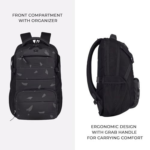 Gear Aspire 3 19"/35L Large Faux Leather Water Resistant Laptop Backpack | Casual Backpack | Daypack | Travel Backpack | College Bag For Men/Women (Black - Grey) - Image 4