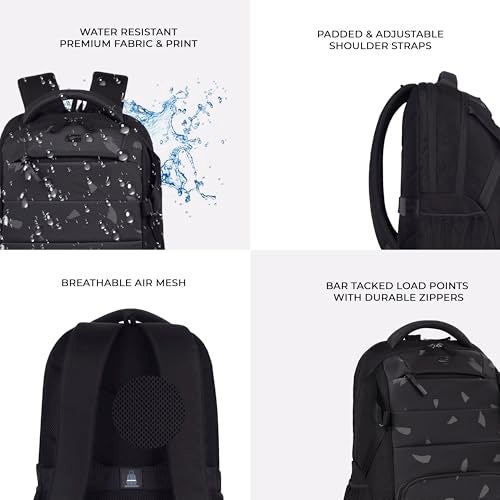Gear Aspire 3 19"/35L Large Faux Leather Water Resistant Laptop Backpack | Casual Backpack | Daypack | Travel Backpack | College Bag For Men/Women (Black - Grey) - Image 5