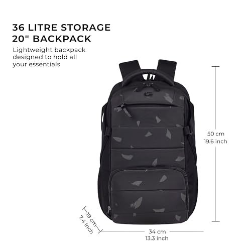 Gear Aspire 3 19"/35L Large Faux Leather Water Resistant Laptop Backpack | Casual Backpack | Daypack | Travel Backpack | College Bag For Men/Women (Black - Grey) - Image 2