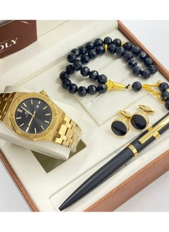 Laforea watch gift set for men consisting of 4 pieces, a rosary watch, a pen and a set of buttons