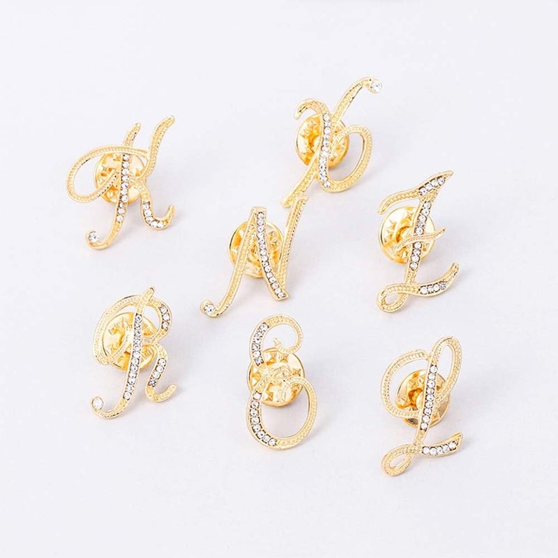 ETHOON Initial Letter Brooch Pin Small Lapel Pin Tie Tack Name Personalized Gifts for Women Men Gold A-Z - Image 4