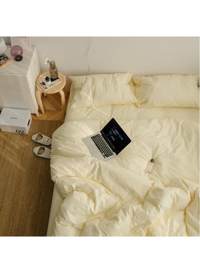 4-Piece Pure Cotton Solid Color Minimalist Style Comfortable Set King Size 220x240cm - Image 3