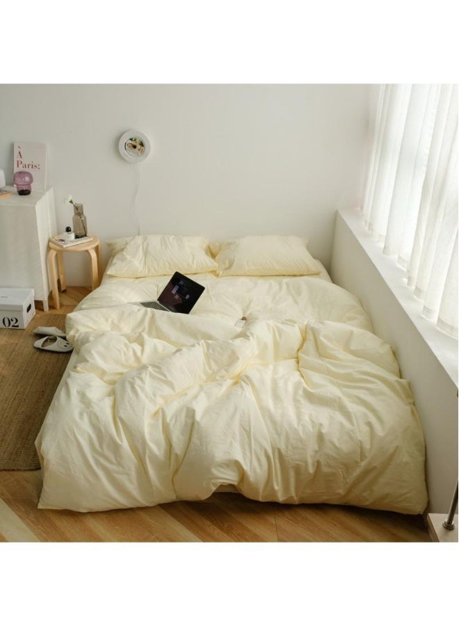 4-Piece Pure Cotton Solid Color Minimalist Style Comfortable Set King Size 220x240cm - Image 1