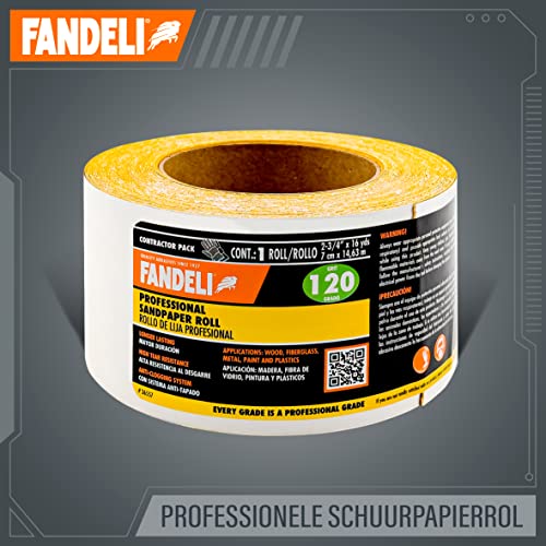 Fandeli | Long Lasting Sandpaper Roll | 120 Grit | 2-3/4'' x 16 yds | Ideal for Sanding Wood | Self-Adhesive Continuous Sheet | Abrasive Roll | Roll of Sandpaper - Image 2