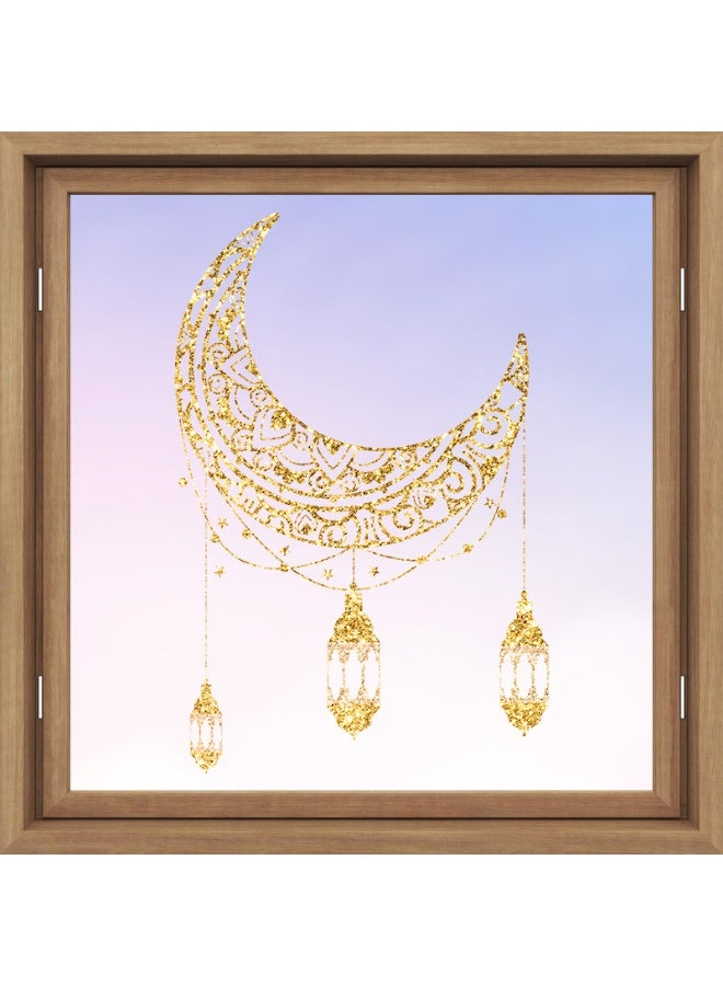 ملصقات جدارية رمضانية، ملصقات جدارية إسلامية، زينة عيد الفطر، ملصقات نوافذ هلال رمضان، زينة منزلية رمضانية، ورق جدران لغرفة المعيشة وغرفة النوم. - Image 2
