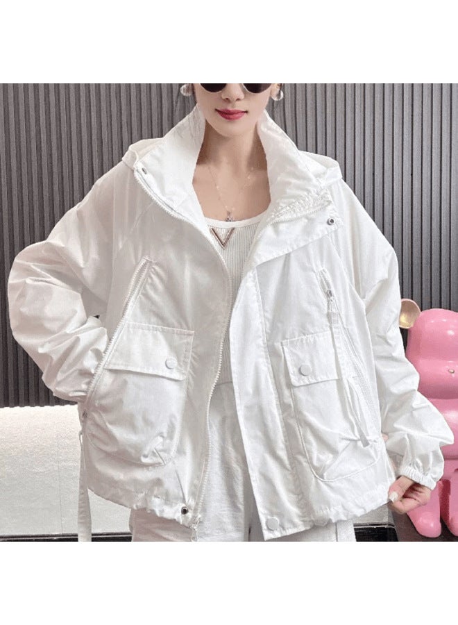 Plus Size Thin Coat Summer Loose Sun Protection Clothing Short Casual Slim Look Windbreaker Coat 