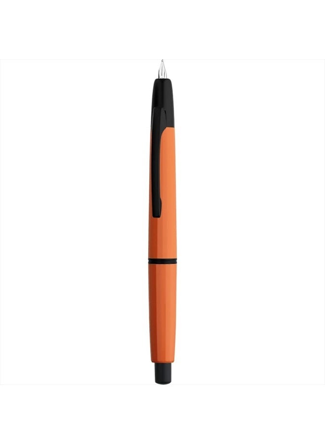 erofa Majohn A2 Press Fountain Pen Extra Fine Nib with Box, Retractable Orange Resin Ink Pen with Converter Writing Set (Black Clip Version） - Image 1