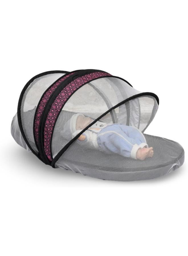 Petit bebe VEA Baby Cot – Collapsible Infant Bed (Black × Pink) - Image 4