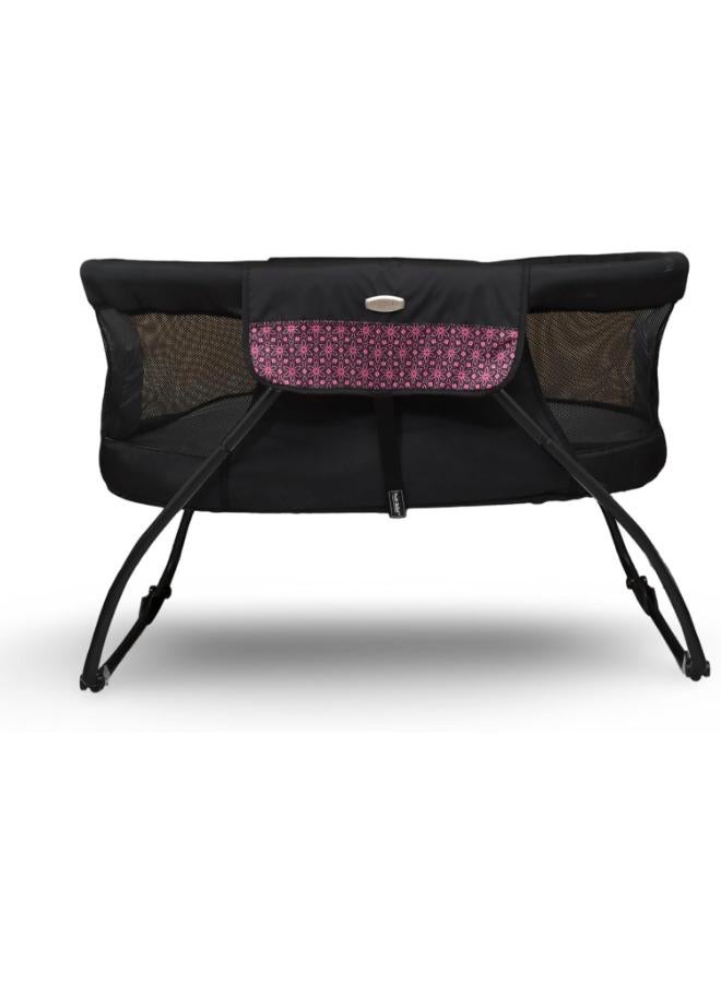 Petit bebe VEA Baby Cot – Collapsible Infant Bed (Black × Pink) - Image 3