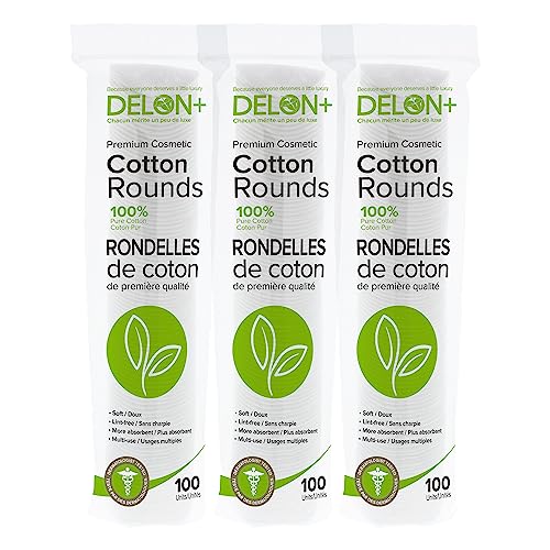DELON Premium Cosmetic Cotton Rounds, 100 Count (Pack of 3) - Image 1