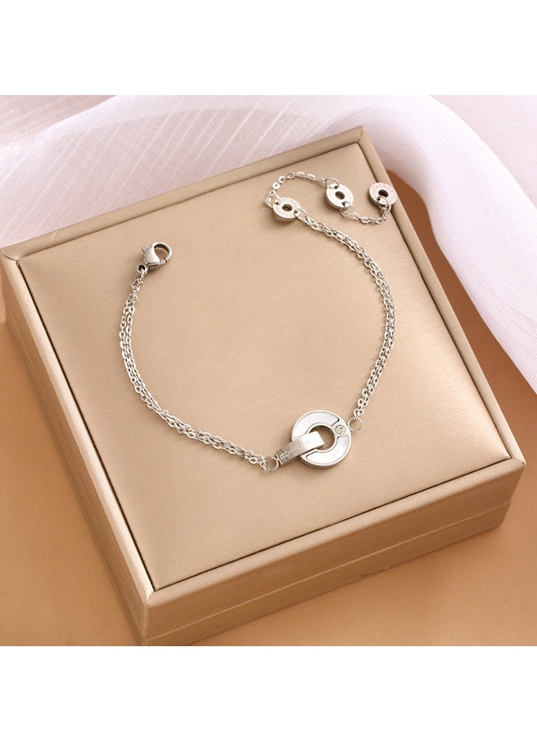 Kenzs Light luxury European and American fashion new coin bracelet silver