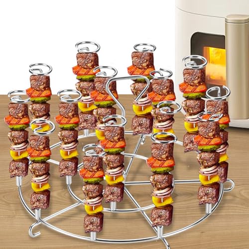 VAIZIQ Stainless Steel Vertical Skewer Rack for Air Fryer Compatible with 8QT Instant Pot Pressure Cooker MultiPurpose Food Grade Metal Skewers Holder for Grilling Meat Sausage Vegetables - Image 1