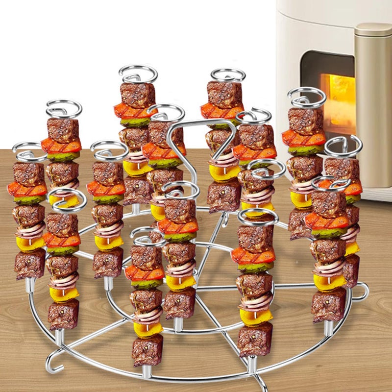 VAIZIQ Stainless Steel Vertical Skewer Rack for Air Fryer Compatible with 8QT Instant Pot Pressure Cooker MultiPurpose Food Grade Metal Skewers Holder for Grilling Meat Sausage Vegetables - Image 2