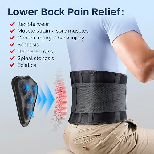 FEATOL Back Brace for Men Lower Back, Lumbar Support Belt- Back Pain, Adjustable Support Straps with Removable Lumbar Pad for Heavy Lifting Work, Black, Plus Size XXL - Image 2