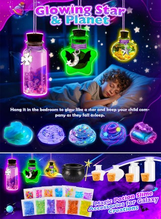 Slime Making Kit for Kids, DIY Non-Sticky Magic Slime Kit to Make Cloud Slime, Foam Slime, Butter Slime, Glitter Slime & Galaxy Slime with 48 Accessories & Glitter Charms, Stress Relief Party Favors Fun Gift for Girls Boys Ages 6-12 - view 5