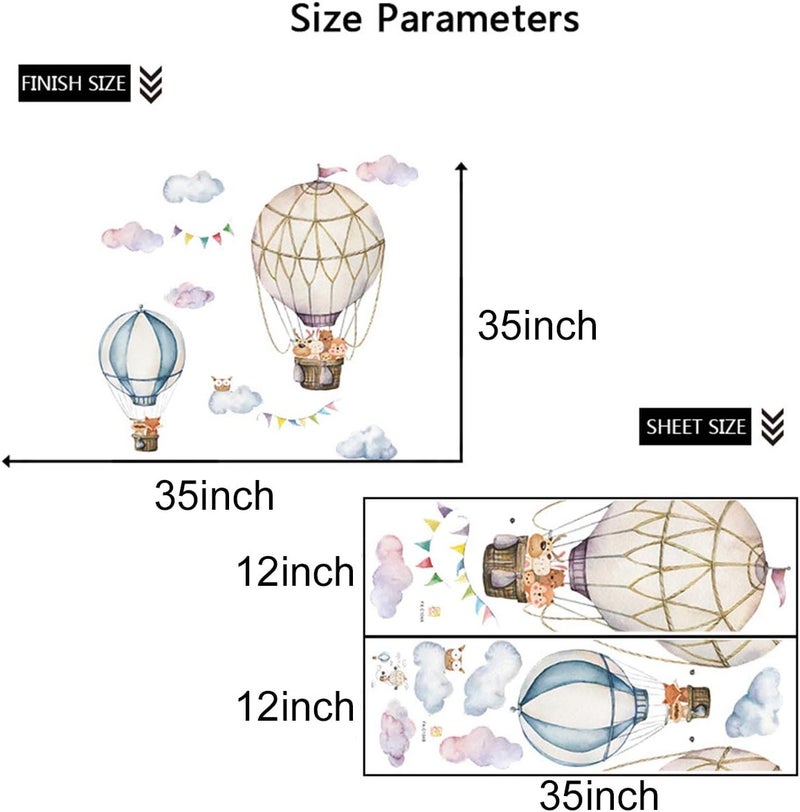 BPA Hot Air Balloon Wall Decals for Kids - Image 2