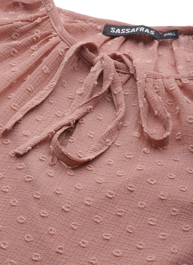 ساسافراس Dusty Pink Dobby Weave Tiered Midi Dress for Women