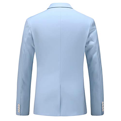 UNINUKOO Mens Suit Slim Fit 1 Button 2 Piece Wedding Party Holiday Solid Color Tux Suits for Men US Size 42 Sky Blue - Image 5