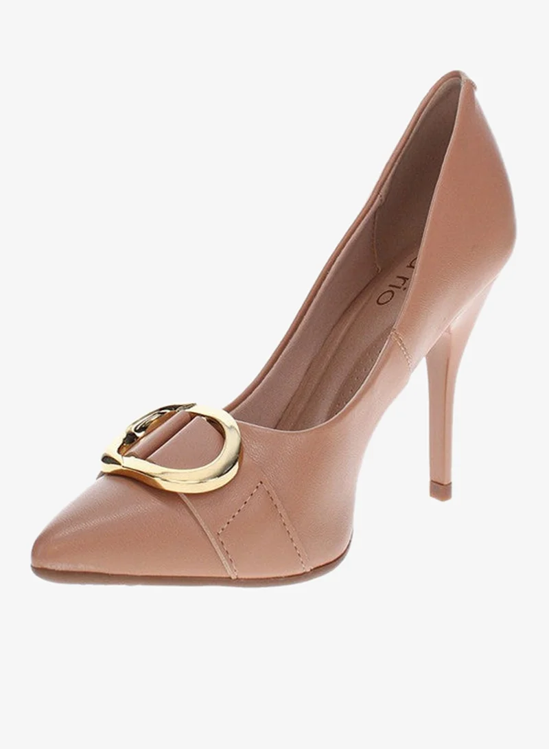 Beira Rio Nude Mid Heels Shoes for Women – Classic Mid Heel Pumps for Girls & Ladies Office Wear for Women | Best Price UAE