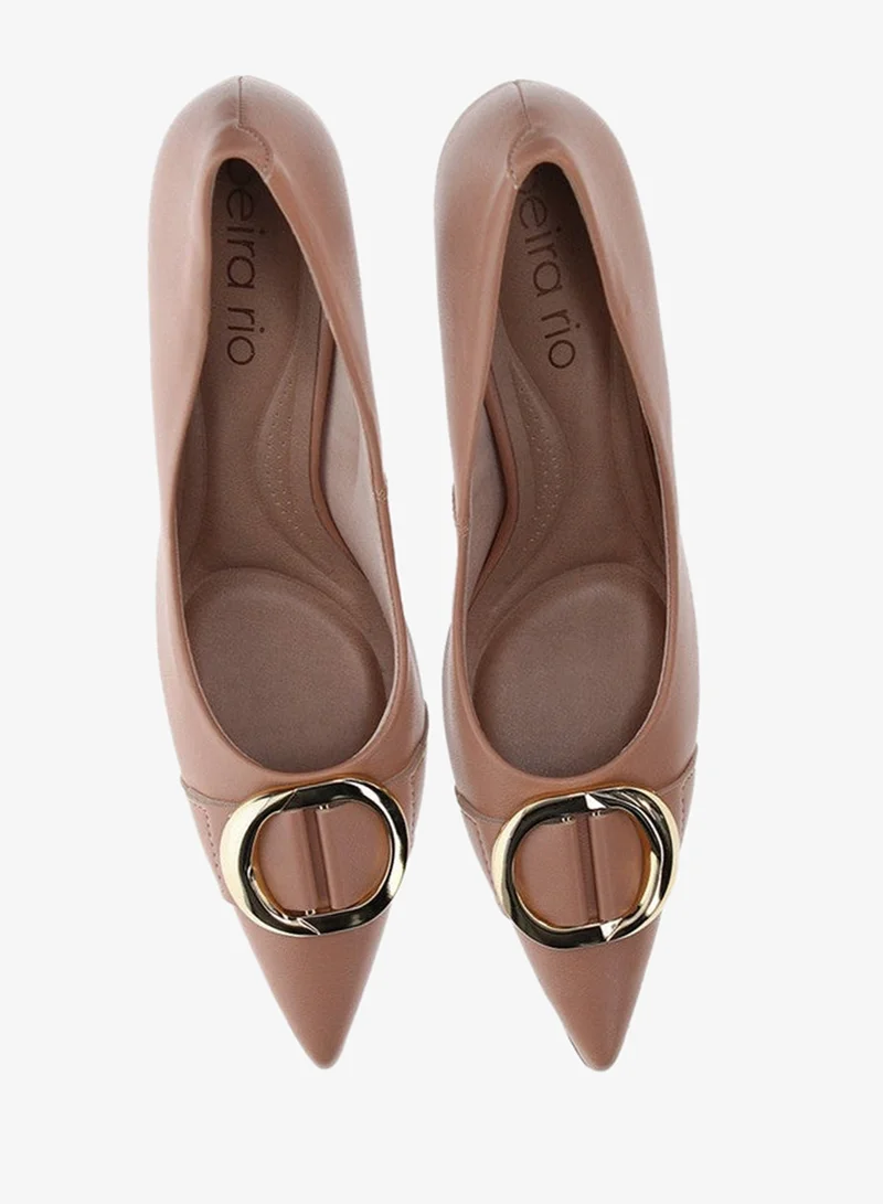 Beira Rio Nude Mid Heels Shoes for Women – Classic Mid Heel Pumps for Girls & Ladies Office Wear for Women | Best Price UAE