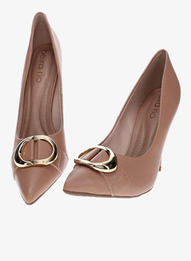 Beira Rio Nude Mid Heels Shoes for Women – Classic Mid Heel Pumps for Girls & Ladies Office Wear for Women | Best Price UAE