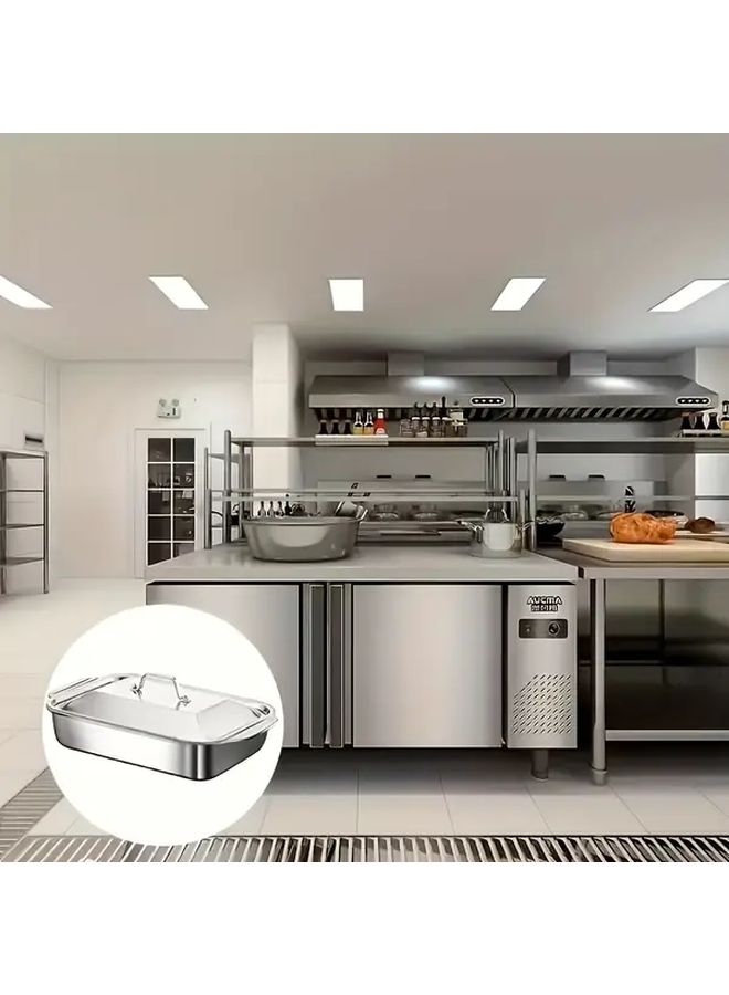 Large Stainless Steel Roasting Pan with Lid 304 Heavy Duty Oven Safe - Image 5