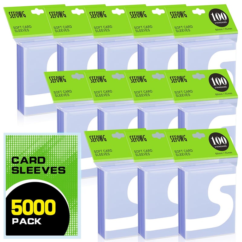 SEFOWG 5000ct Clear Card Sleeves for Trading Cards Baseball Sports Soft Sleeves Ultra Soft Plastic Card Protector Sleeve for Football MTG PKM Game Standard Cards - Image 2