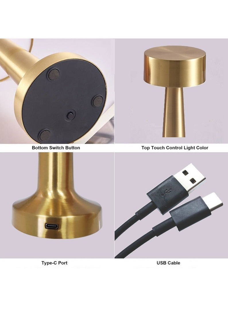 HFN 2PCS Gold LED Table Lamp For Restaurant, Coffee House, Dining Room And Bedroom With 3 Changeable Lights - Image 3