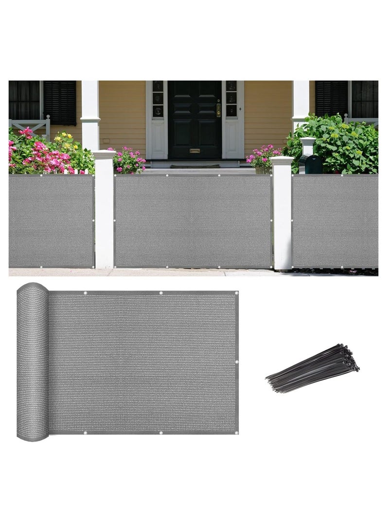 Generic Balcony Screen Privacy Fence Cover 2.5' x 10' Sand Fence Netting Mesh Shade Cloth Fabric UV Protection for Apartment Balcony Railing Porch Outdoor, Backyard, Patio, Included Cable Ties Rope（Gray） - Image 1
