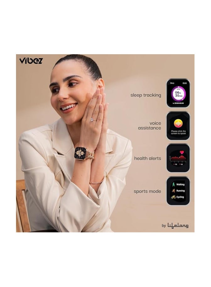 Vibez Allure Luxury Smart Watch for Women & Gift Box- Stainless Metal Straps,1.83" Display, BT Calling Smartwatch & Jewellery Set for Women, Gifts for Women (Earrings, Necklace, Bracelet, Ring)  - Image 3