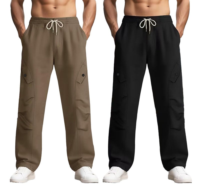 Lymio Track Pant for Men | Regular Fit Casual Jogger Track Pant | Available in Combo Pack of 2 (TP-86-87-Brown-Black-M) - Image 1