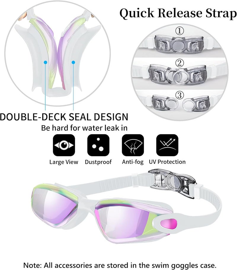 Hurdilen Swim Goggles Swimming Goggles No Leaking with Nose Clip, Earplugs, Swim Cap and Case for Men Women - Image 2