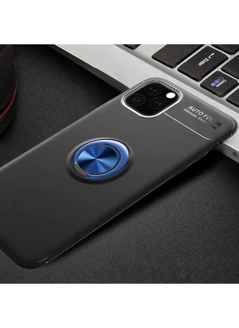 Apple iPhone 11 Pro Max Case with Ring Silicone Range - Black-Blue