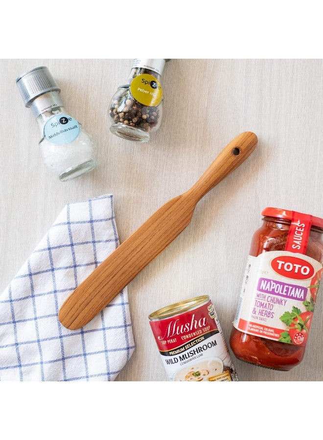 FAAY Skinny Spurtle - خلاط العجين المخمر وملعقة تقليب الخبز | مثالية لخفق العجين وخلطه وكشط البرطمانات والوصول إلى القاع | أدوات من خشب الساج للمبتدئين والخبز وكهدية للعجين المخمر - Image 4