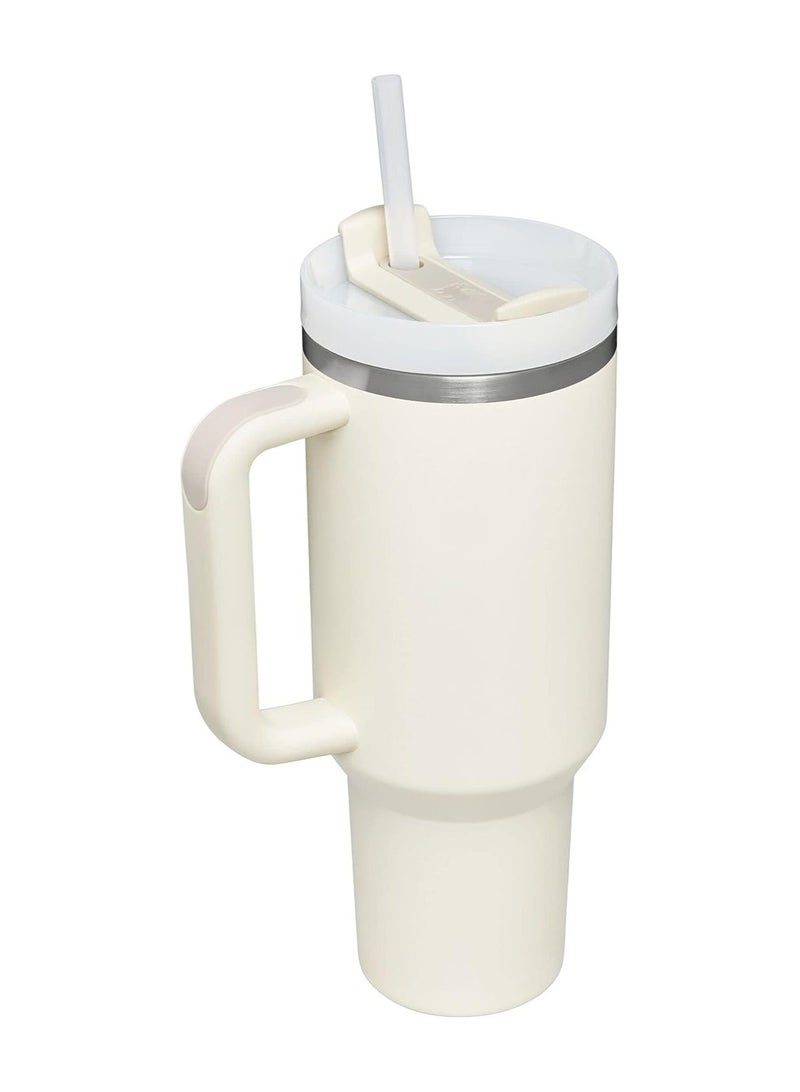 Stanley Quencher H2.0 FlowState Stainless Steel Vacuum Insulated Tumbler with Lid and Straw for Water, Iced Tea or Coffee, Smoothie More, Cream, 40 oz - Image 2