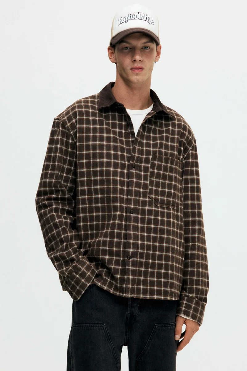 H&M Loose Fit Cropped flannel shirt