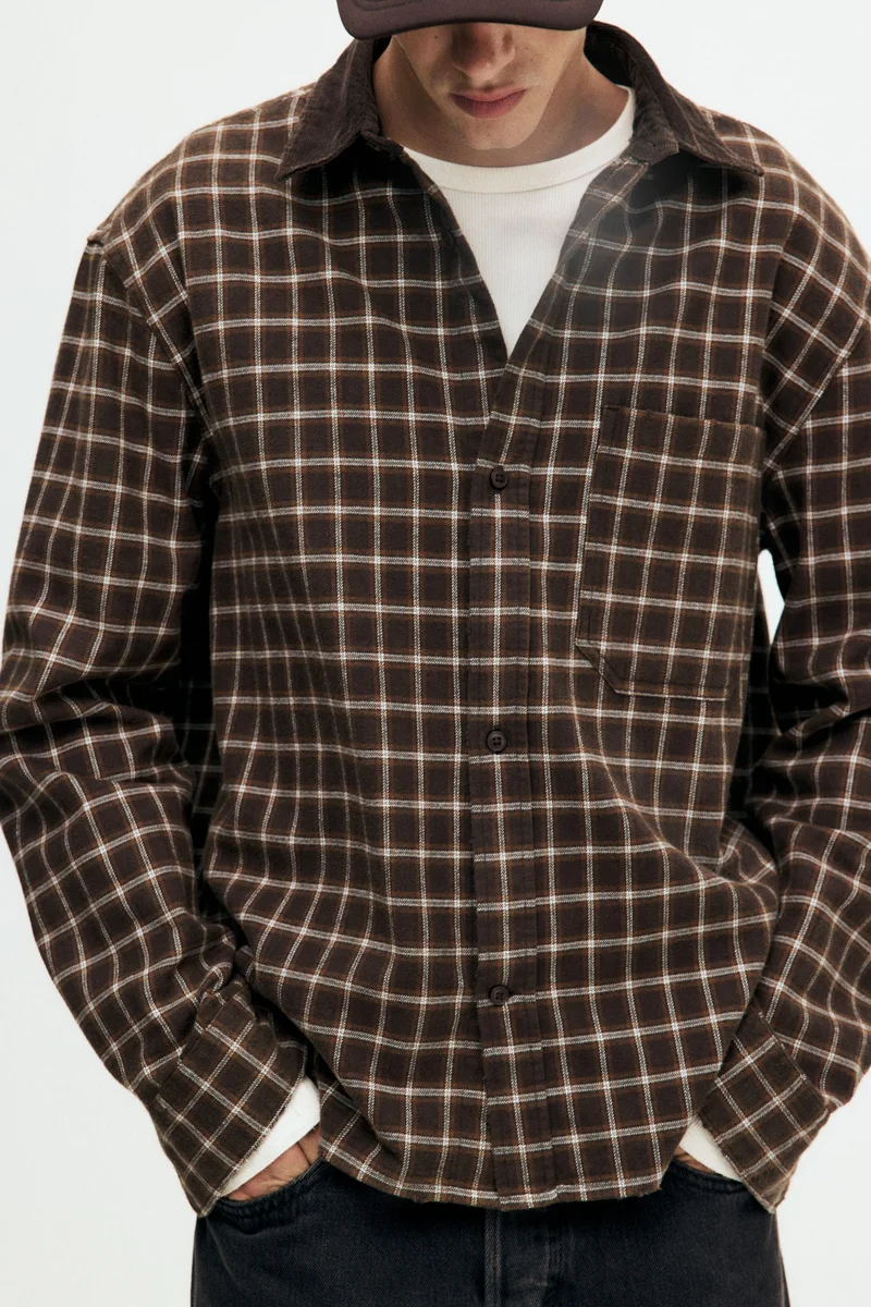 H&M Loose Fit Cropped flannel shirt