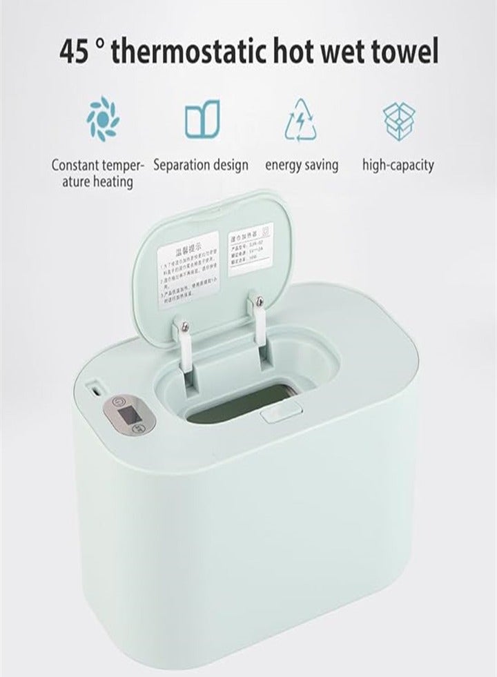 جهاز تدفئة مناديل الأطفال المحمول مع منظم حرارة وشاشة رقمية قابلة للتعديل وصندوق تسخين مناديل مبللة (أخضر) - Image 4