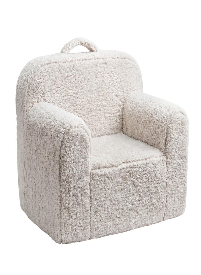 Pterying Toddler & Kids Chair Comfy for 1-3 Years Old, Toddler Couch with Washable Soft Sherpa Cover, Stable High-Resilience Foam Kid Sofa, Light Grey - Image 1