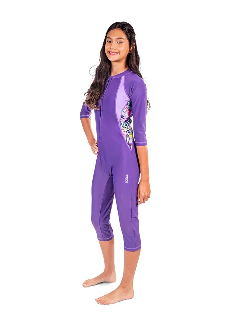 COEGA SUNWEAR COEGA Youth Girls Slim-Kini 3/4 Length - Purple Blue Tropical