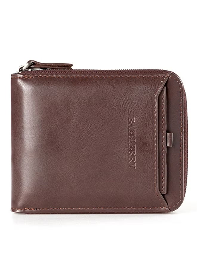 Meetion Horizontal Zipper Wallet Brown 