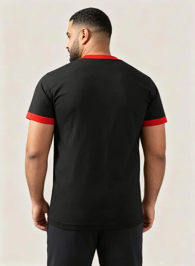 Take Two Plus Size Black Crew Neck Ringer T-Shirt