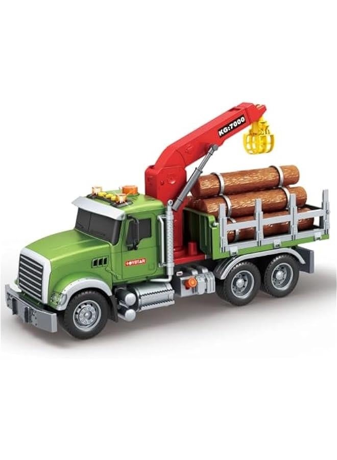 Logging Truck Toys for Kids 15 Large Timber Truck with Loading Crane and 6 Trunks Farm Toys Vehicle Playset Toy for Boys Ages 3 4 5 6  - Image 1