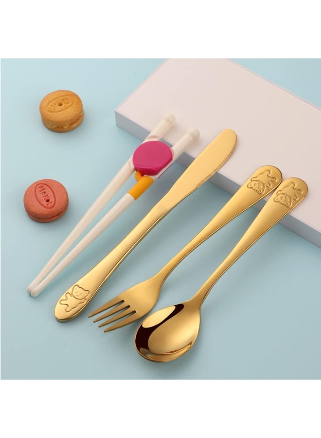 Poylim Kids Silverware, Poylim Stainless Steel Children Flatware Set, Toddler Utensils Set of 5, Multi Color - Image 3