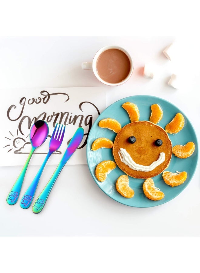 Poylim Kids Silverware, Poylim Stainless Steel Children Flatware Set, Toddler Utensils Set of 5, Multi Color - Image 4