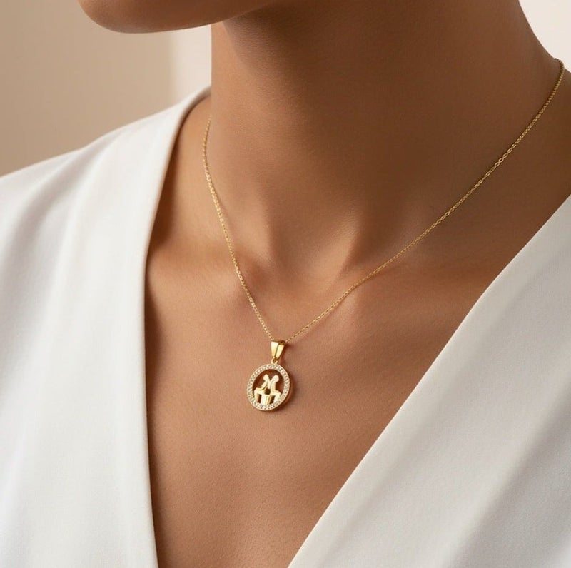 Ruby Art Gold 18K Pure Gold Pendant for Women  Gemini sign -1.37 Gram - Image 2