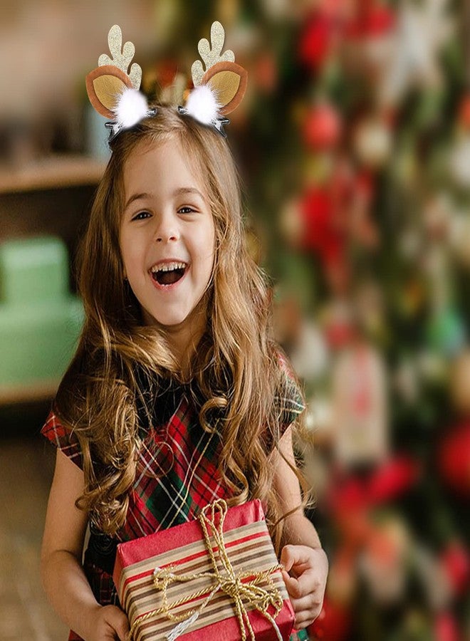 بوبين مشبك شعر بوبين لعيد الميلاد - زوجان من مشابك شعر على شكل قرون غزال لطيفة، إكسسوارات شعر على شكل قرون غزال، دبوس شعر لحفلة عيد الميلاد - Image 5