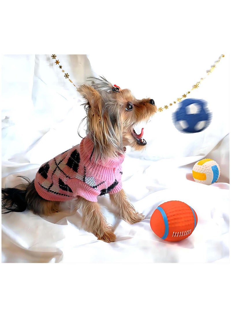 SYOSI Dog Ball Toy, Dog Chew Toys Pet Squeaky Toys with Crinkle Paper, Interactive, Chewing, and Durable Toys for Puppy Dogs and Medium Dogs. (Ball Orange)  - Image 2