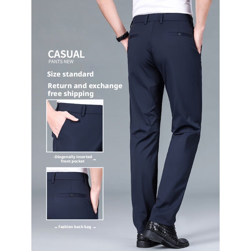 Men's High-Stretch Straight-Leg Wrinkle-Free Trousers - Image 2
